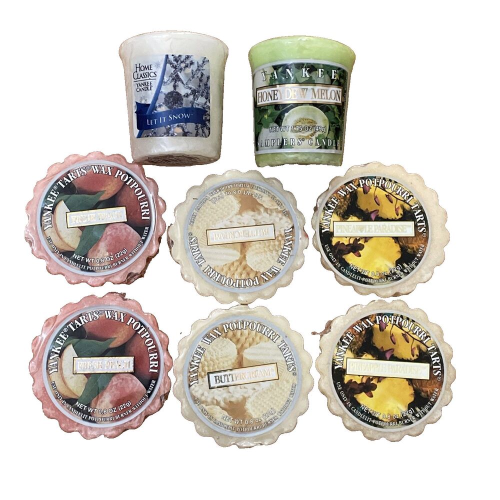 VTG Yankee Candle Lot 8 Wax Potpourri Tarts Votives Retired NOS Made USA